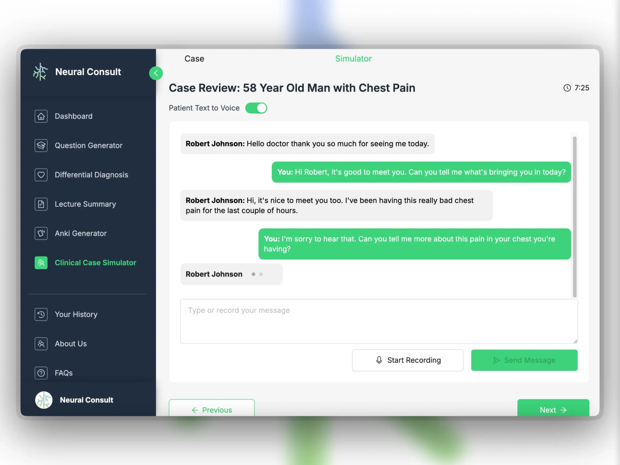 Step 2: Chat with your patient using voice or text