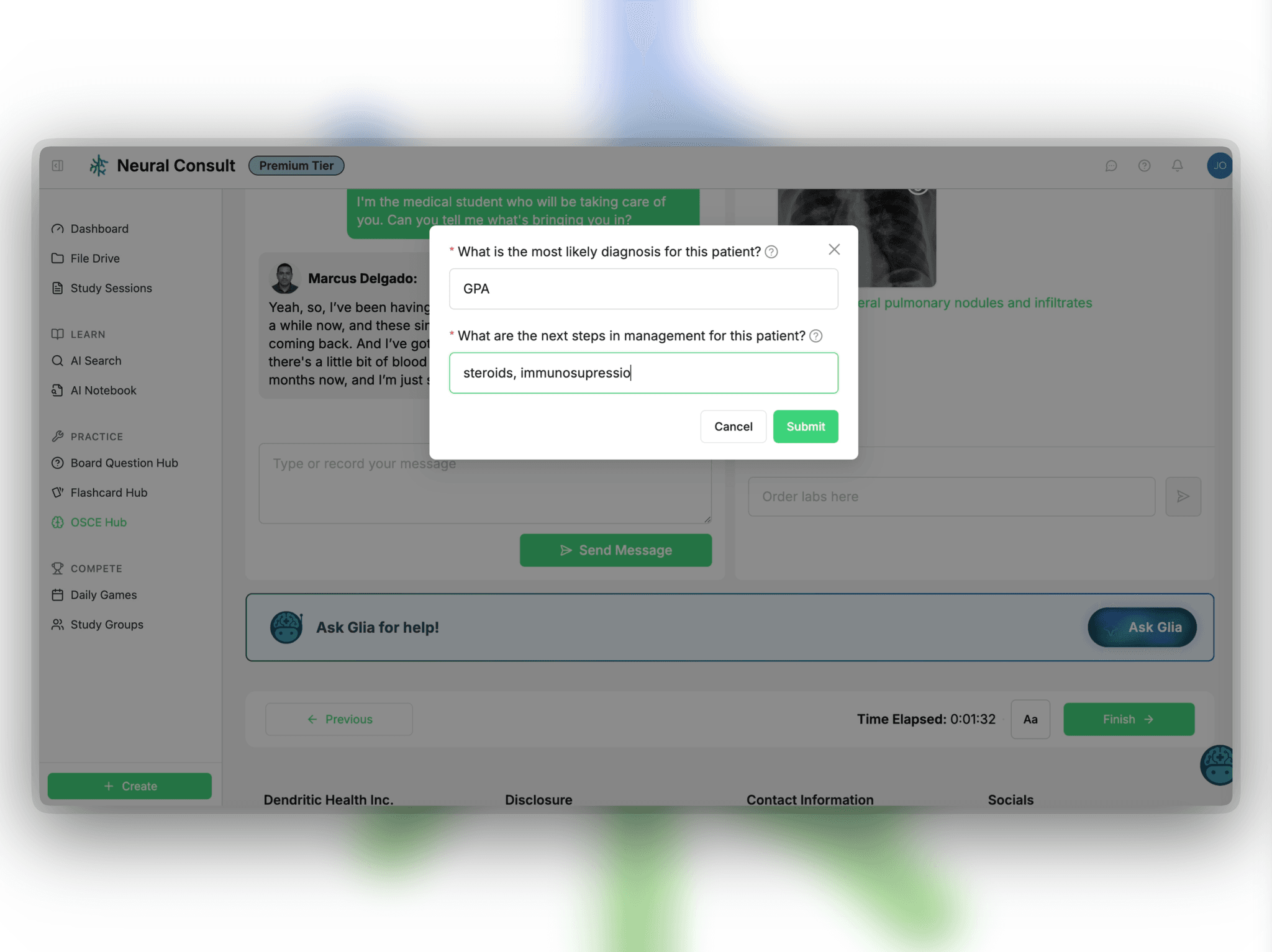 Step 4: Make your diagnosis and input your next steps for patient management