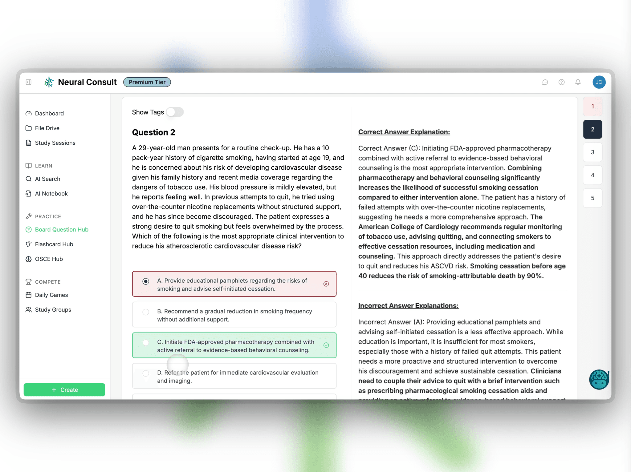 Step 3: Start answering questions and get detailed explanations!